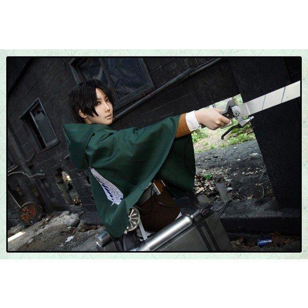 進撃の巨人 調査兵団 マント リヴァイ エルヴィン アルミン 緑 コスプレ 衣装 ハロ Sサイズ - 画像 (2)