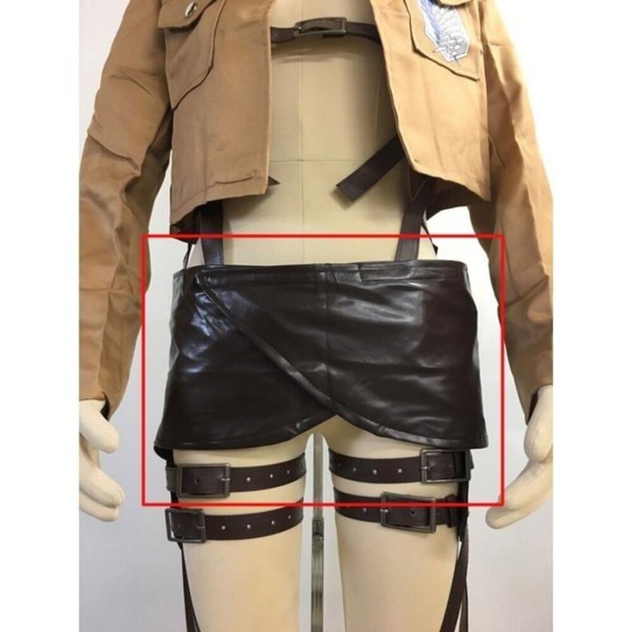 進撃の巨人 調査兵団 腹巻き 腰巻き 革 コスプレ衣装 立体機動装置 茶色 ブラウン フリーサイズ - 画像 (4)