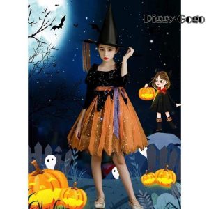 コスプレ 女の子 衣装 魔女 子供 仮装 キッズ スカート コスチューム 洋服 ワンピース 変装 魔法使い