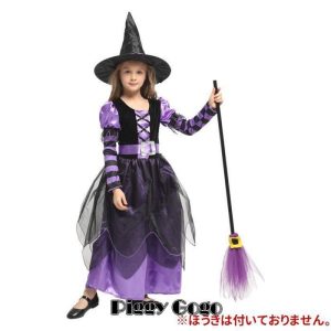 コスプレ 子供 魔女 ウィッチ 魔法使い キッズ コスチューム衣装 仮装 かわいい 女の子 イベント 文化祭 演劇 とんがり帽子