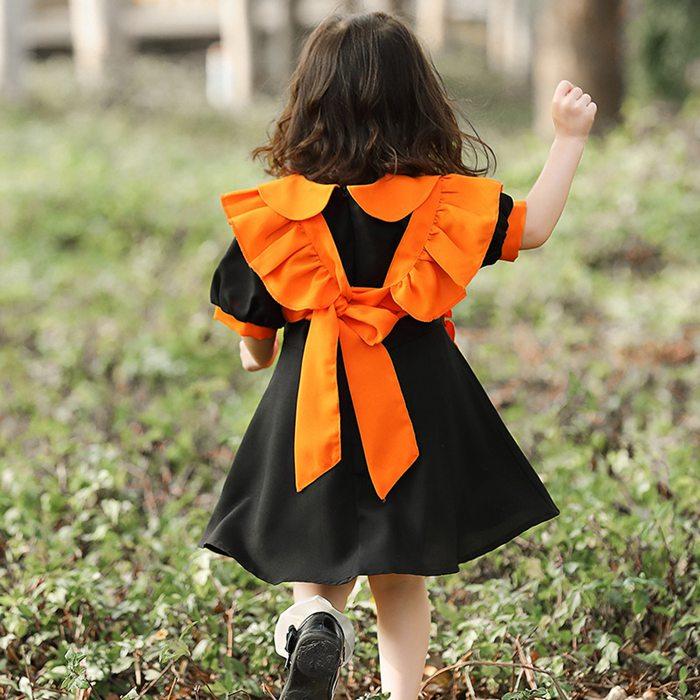 ハロウィン コスプレ パンプキン 3点セット 子供 仮装 コスチューム 衣装 デビル 少女 ワンピース カチューシャ レディース - 画像 (6)