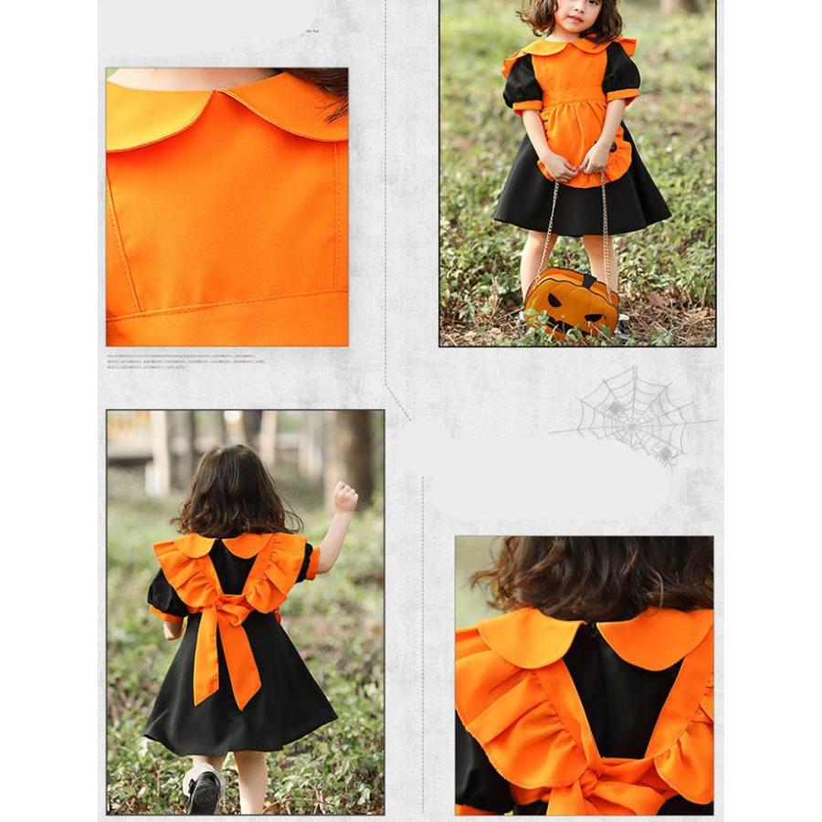 ハロウィン コスプレ パンプキン 3点セット 子供 仮装 コスチューム 衣装 デビル 少女 ワンピース カチューシャ レディース - 画像 (7)