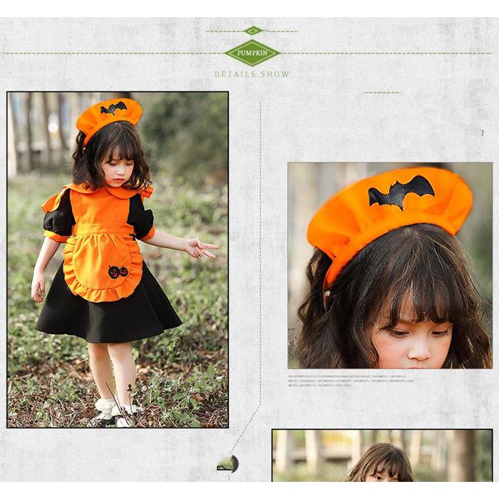 ハロウィン コスプレ パンプキン 3点セット 子供 仮装 コスチューム 衣装 デビル 少女 ワンピース カチューシャ レディース - 画像 (9)