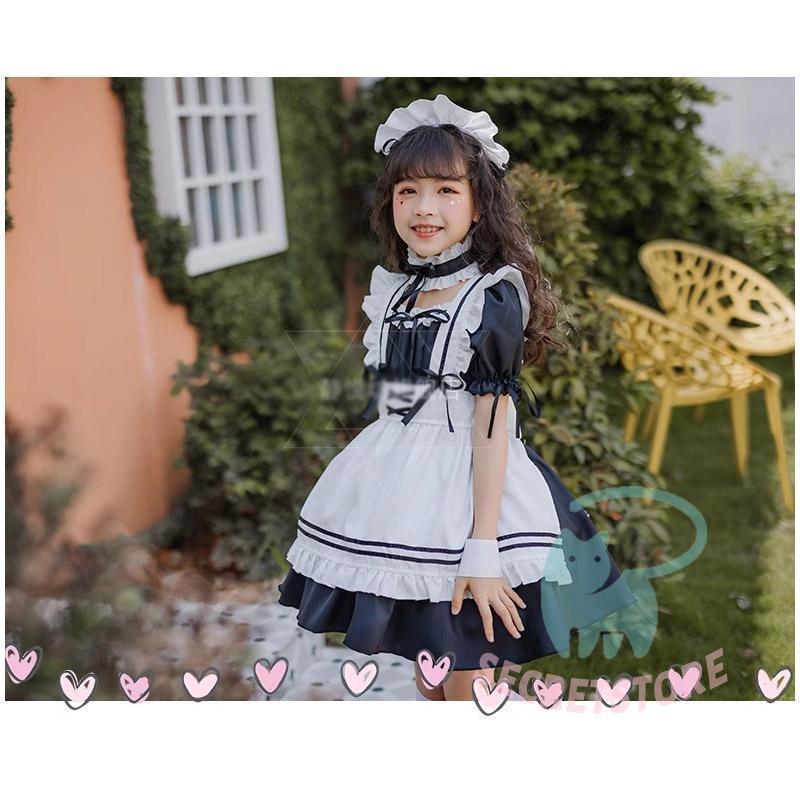 コスプレ 子供用 メイド服 ロリータ ワンピース 6点セット 家政婦 4色 メイド エプロン衣装 大きいサイズ コスプレ衣装 コスチューム 文化祭 学園祭 - 画像 (6)