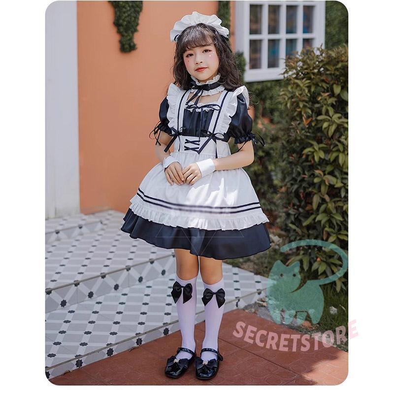 コスプレ 子供用 メイド服 ロリータ ワンピース 6点セット 家政婦 4色 メイド エプロン衣装 大きいサイズ コスプレ衣装 コスチューム 文化祭 学園祭 - 画像 (9)