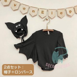 ベビー ロンパース 衣装 子供 女の子 男の子 コウモリ コスプレ 仮装赤ちゃん ベビー服 キッズ カバーオール コットン かわいい 出産祝い