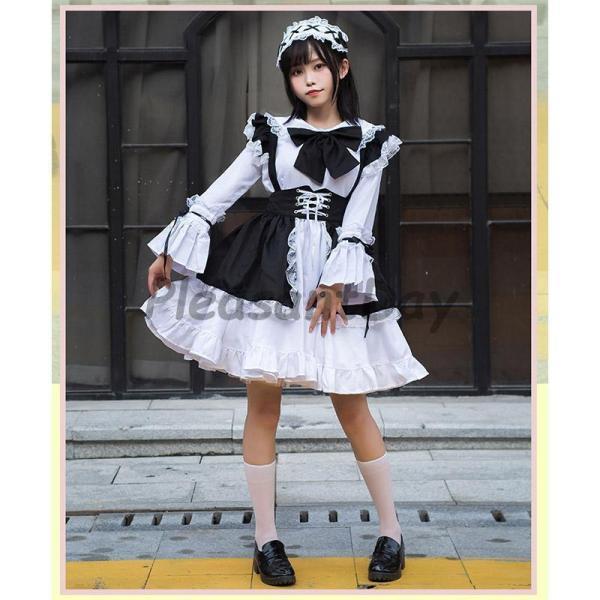 コスプレ メイド服 仮装 コスチューム レディース 大きいサイズ 可愛い 大人 ブラック 文化祭 イベント 制服 エプロン - 画像 (2)