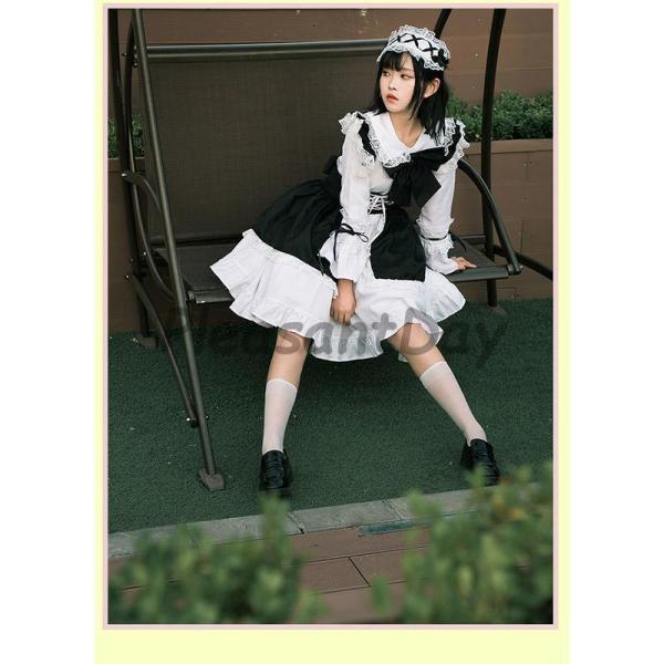 コスプレ メイド服 仮装 コスチューム レディース 大きいサイズ 可愛い 大人 ブラック 文化祭 イベント 制服 エプロン - 画像 (4)