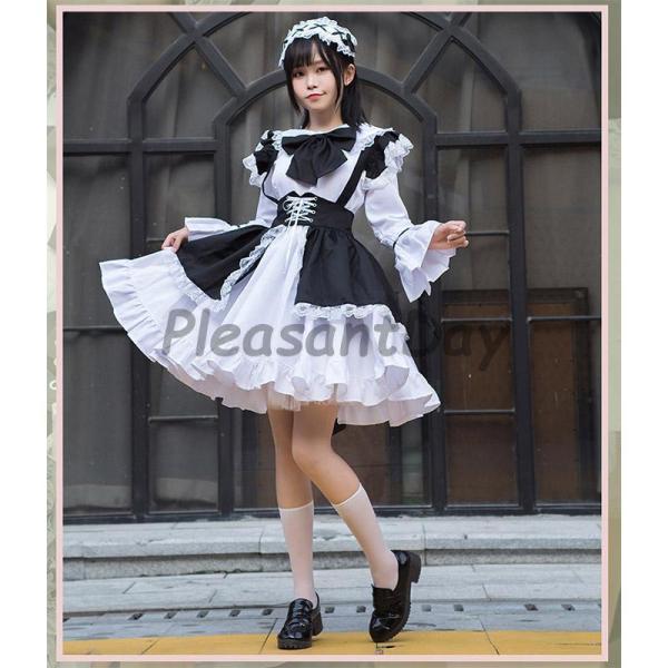 コスプレ メイド服 仮装 コスチューム レディース 大きいサイズ 可愛い 大人 ブラック 文化祭 イベント 制服 エプロン - 画像 (5)