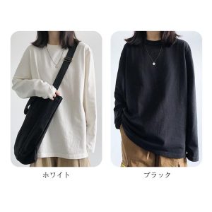 【秋先取り!2点20%OFFクーポン】Tシャツ レディース 長袖 カットソー トップス 薄手 重ね着 丸首 カジュアル 無地 ベーシック シンプル 体型カバー