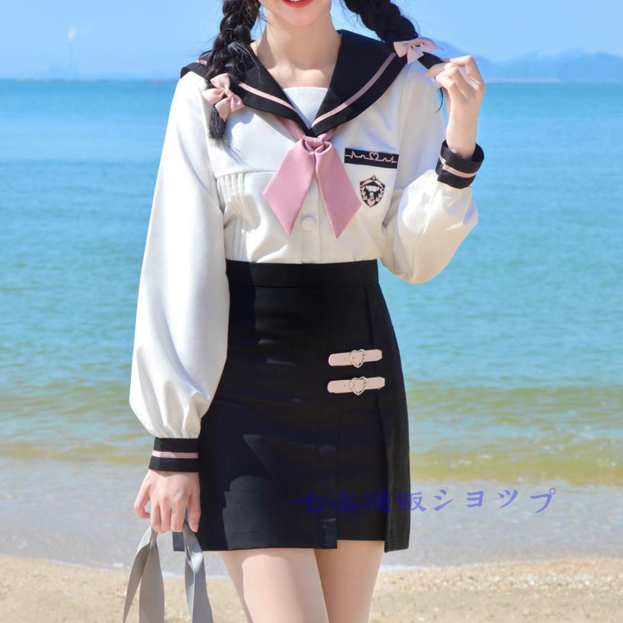 コスプレ セーラー服 韓国制服 女子高校生 衣装 jk 長袖 スカート リボン 3点セット 大人 コスチュームセット 仮装 学生服