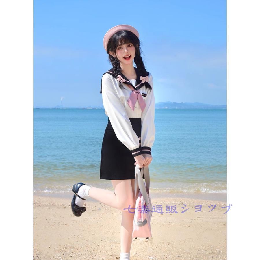 コスプレ セーラー服 韓国制服 女子高校生 衣装 jk 長袖 スカート リボン 3点セット 大人 コスチュームセット 仮装 学生服 - 画像 (6)