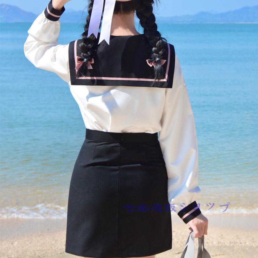 コスプレ セーラー服 韓国制服 女子高校生 衣装 jk 長袖 スカート リボン 3点セット 大人 コスチュームセット 仮装 学生服 - 画像 (7)