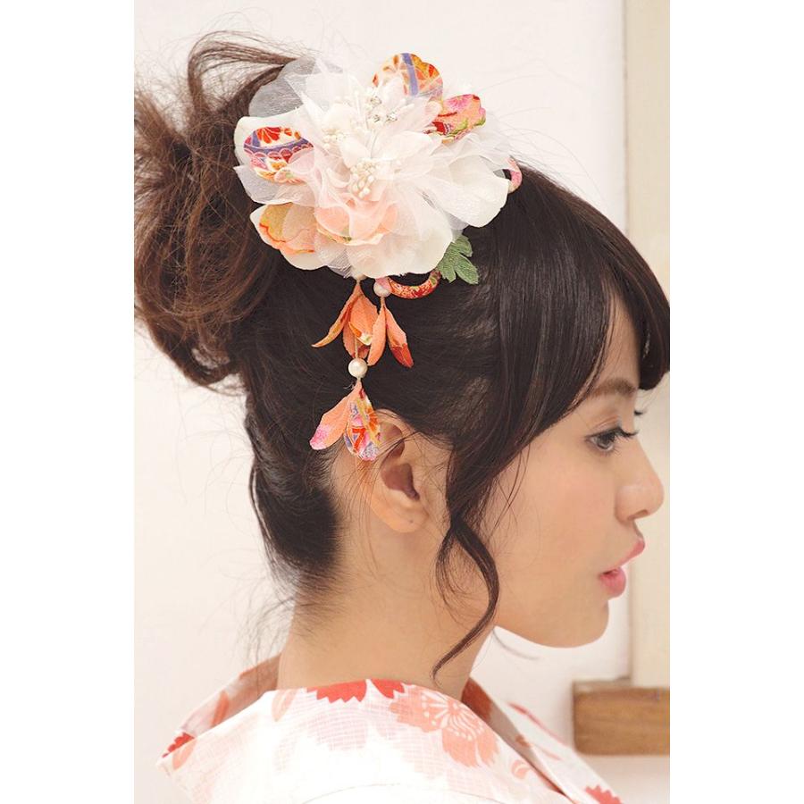 SOUBIEN 髪飾り 花 フラワー 成人式振袖髪飾り 卒業式袴髪飾り ピンク 和柄 オーガンジー パール 和風 - 画像 (4)
