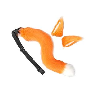 キツネの耳としっぽセット ユニセックス 子供用 フラシ天 パフォーマンス仮装用 オレンジ