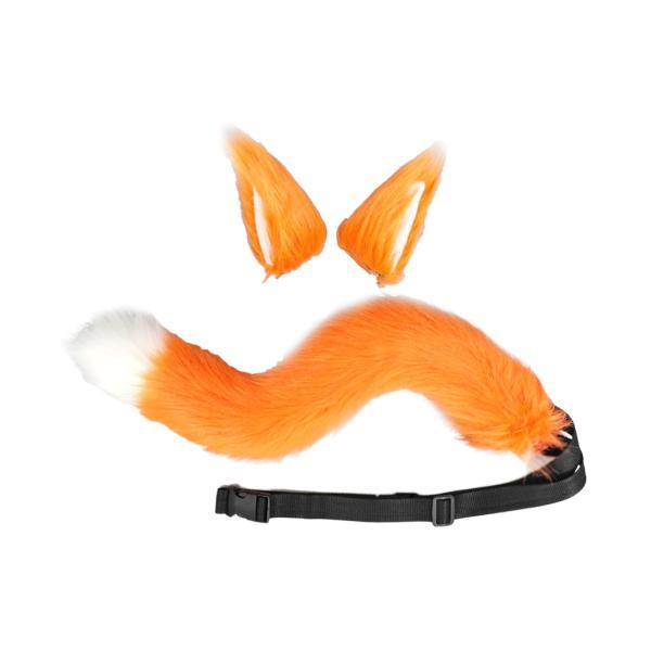 キツネの耳としっぽセット ユニセックス 子供用 フラシ天 パフォーマンス仮装用 オレンジ - 画像 (2)