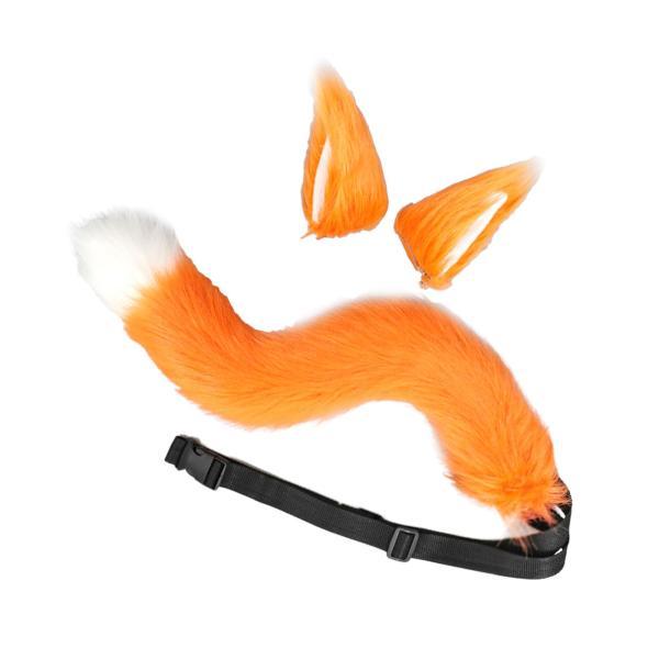 キツネの耳としっぽセット ユニセックス 子供用 フラシ天 パフォーマンス仮装用 オレンジ - 画像 (3)