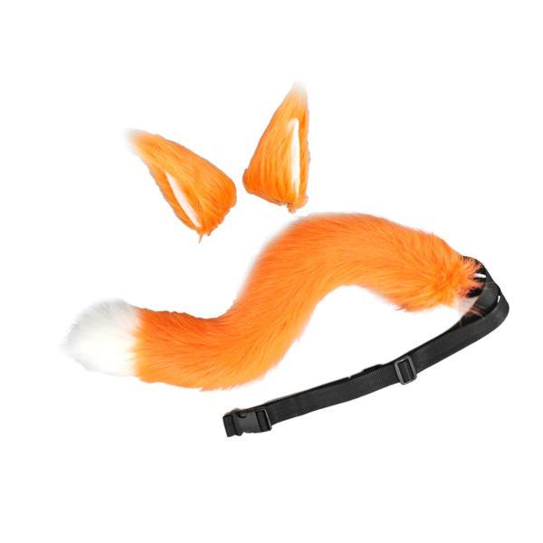 キツネの耳としっぽセット ユニセックス 子供用 フラシ天 パフォーマンス仮装用 オレンジ - 画像 (4)