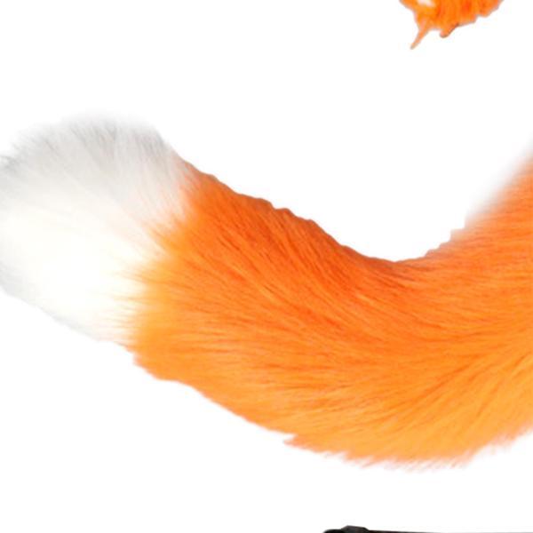 キツネの耳としっぽセット ユニセックス 子供用 フラシ天 パフォーマンス仮装用 オレンジ - 画像 (5)