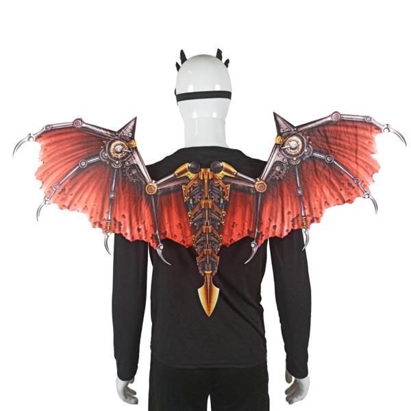 ハロウィン 大人用 ドラゴン コスチューム ウイングマスク セット 耐久性あり パフォーマンス コスプレ用 レッド - 画像 (9)