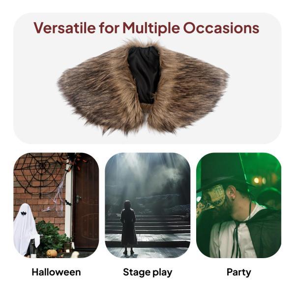 男用ファーカラー マント バーバリアン 冬用ショール ホリデードレスアップ ステージショー