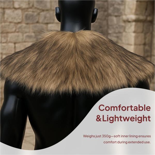 男用ファーカラー マント バーバリアン 冬用ショール ホリデードレスアップ ステージショー - 画像 (2)