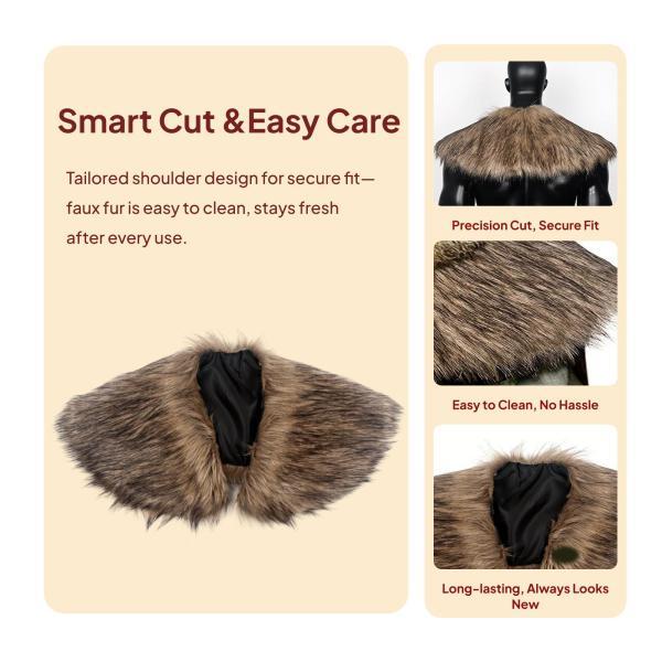 男用ファーカラー マント バーバリアン 冬用ショール ホリデードレスアップ ステージショー - 画像 (3)