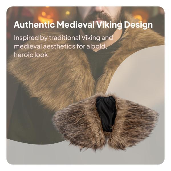 男用ファーカラー マント バーバリアン 冬用ショール ホリデードレスアップ ステージショー - 画像 (4)