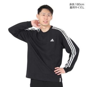 adidas 「20%OFFクーポン対象!9/22まで」アディダス(adidas)(メンズ)エッセンシャルズ プラス ルーズフィット スリーストライプス長袖Tシャツ KWE93