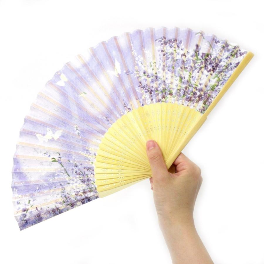 扇子 おしゃれ レディース 女性 メンズ 高級 シルク ラベンダー 504-737 - 画像 (2)