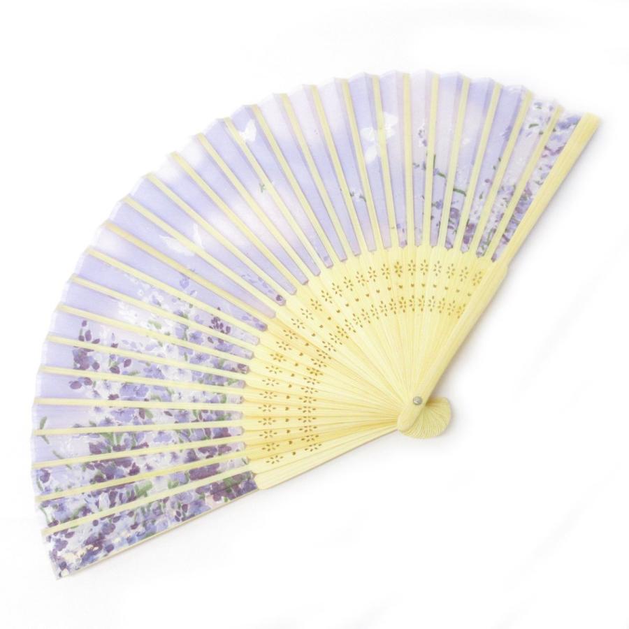 扇子 おしゃれ レディース 女性 メンズ 高級 シルク ラベンダー 504-737 - 画像 (4)