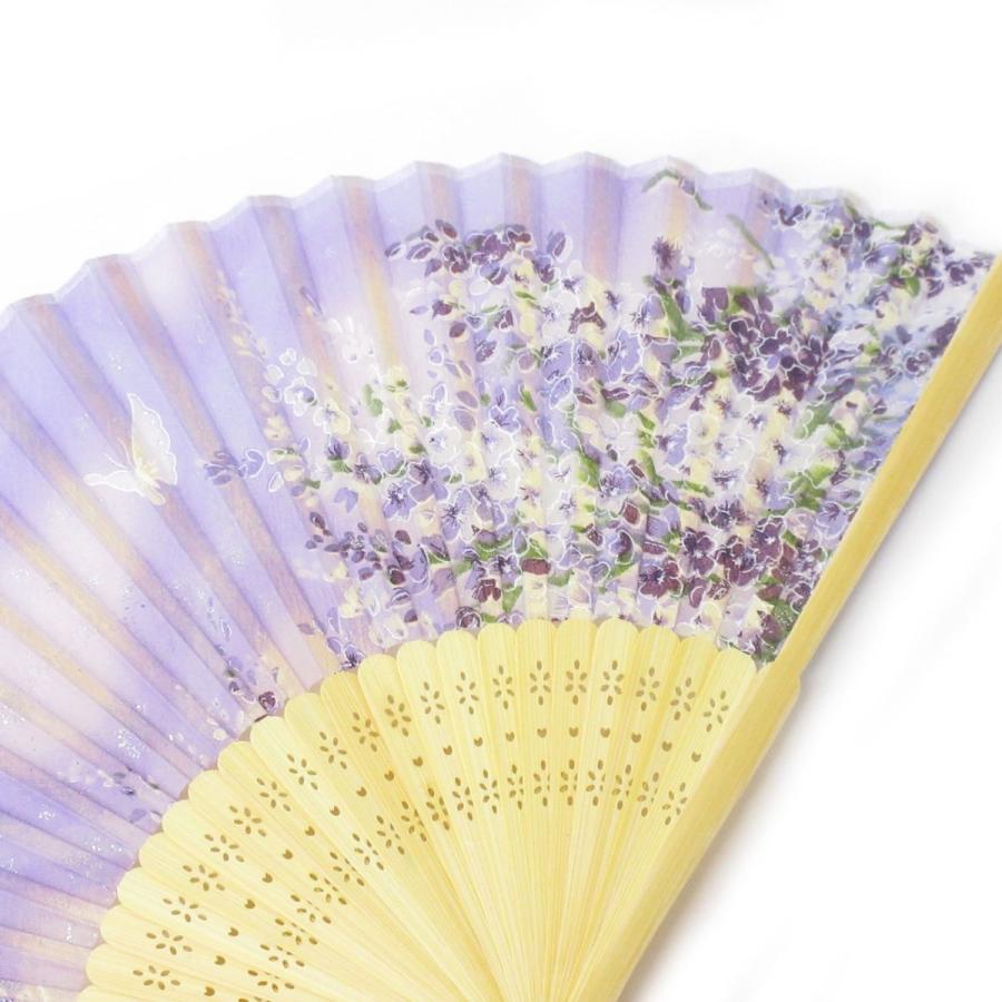 扇子 おしゃれ レディース 女性 メンズ 高級 シルク ラベンダー 504-737 - 画像 (5)