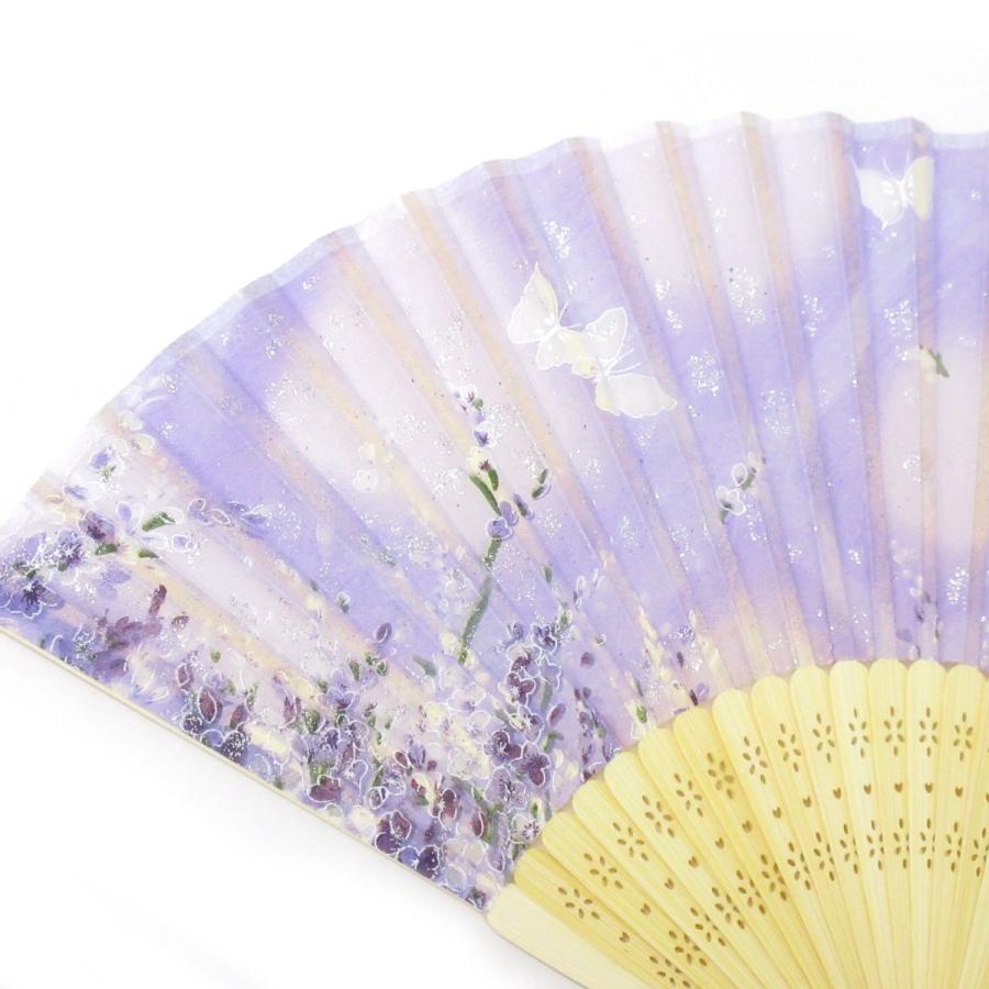 扇子 おしゃれ レディース 女性 メンズ 高級 シルク ラベンダー 504-737 - 画像 (6)
