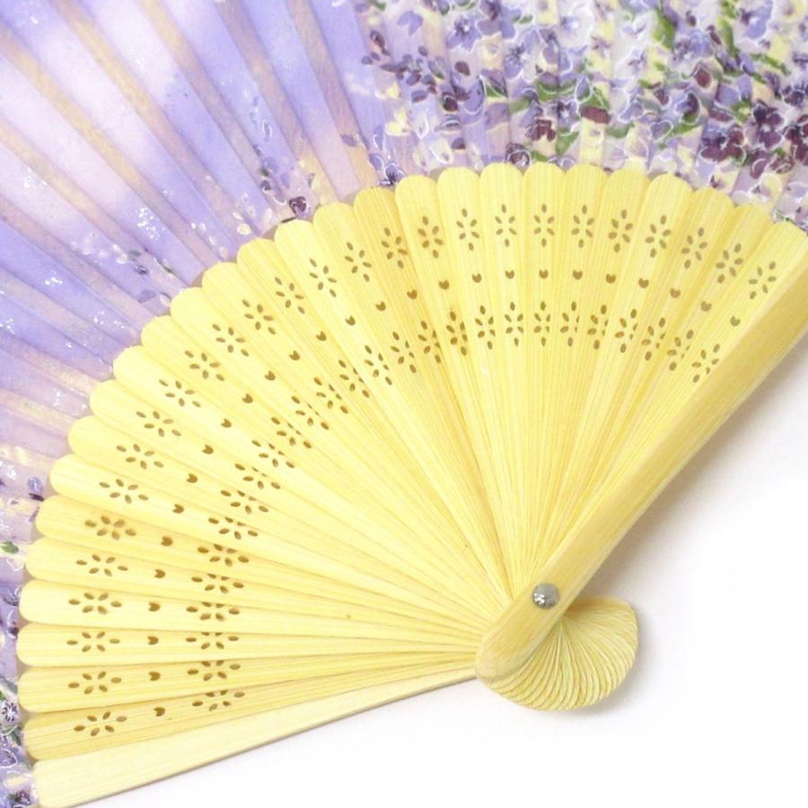 扇子 おしゃれ レディース 女性 メンズ 高級 シルク ラベンダー 504-737 - 画像 (7)