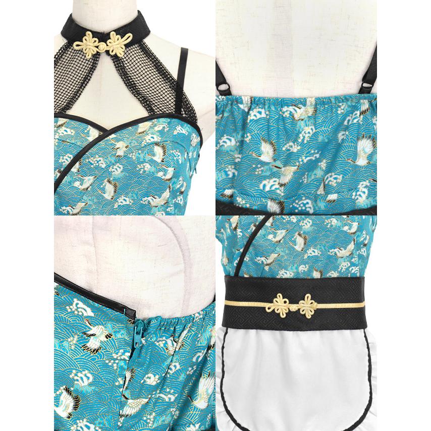 Tika 巫女 衣装 コスプレ 袖あり 露出少なめ 体型カバー 付け袖あり フレア スカート 個性アニマル 鬼和装メイド 4点セット - 画像 (8)