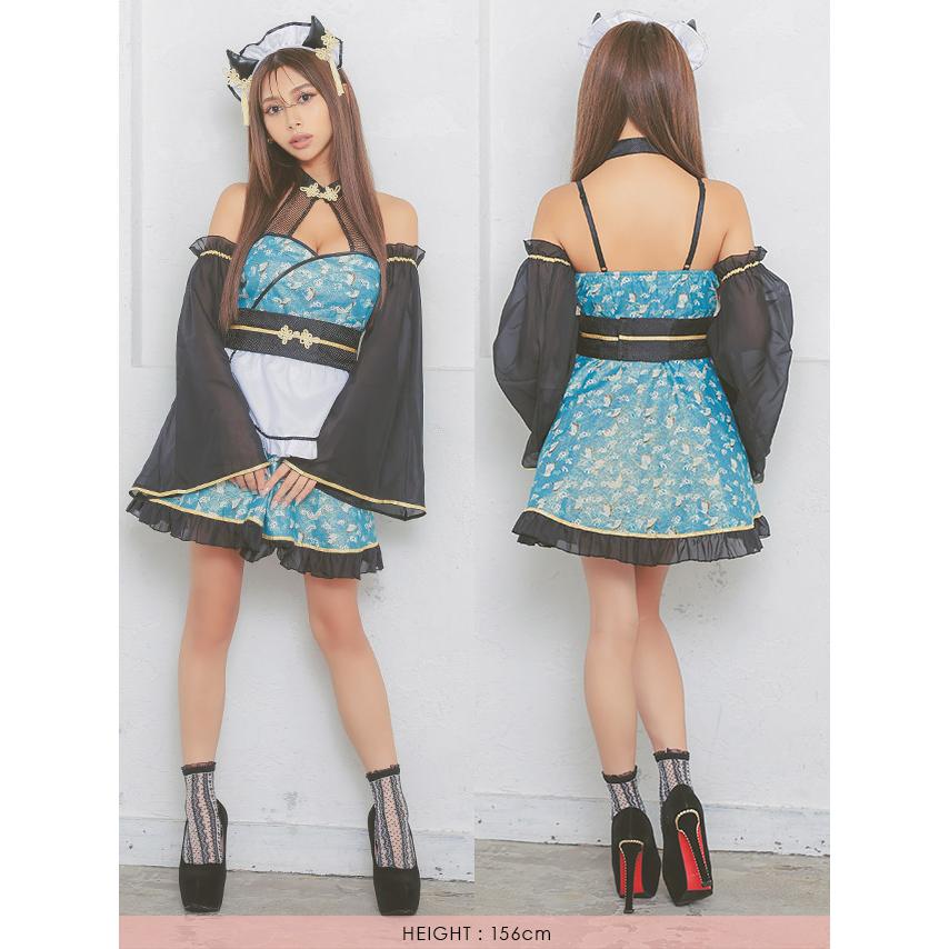 Tika 巫女 衣装 コスプレ 袖あり 露出少なめ 体型カバー 付け袖あり フレア スカート 個性アニマル 鬼和装メイド 4点セット - 画像 (6)