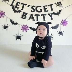 ベビー ハロウィン衣装 小悪魔 コスプレ キッズ ロンパース コウモリ 男の子 女の子 長袖 カバーオール 子供 こうもり仮装 きぐるみ パーティー イベント