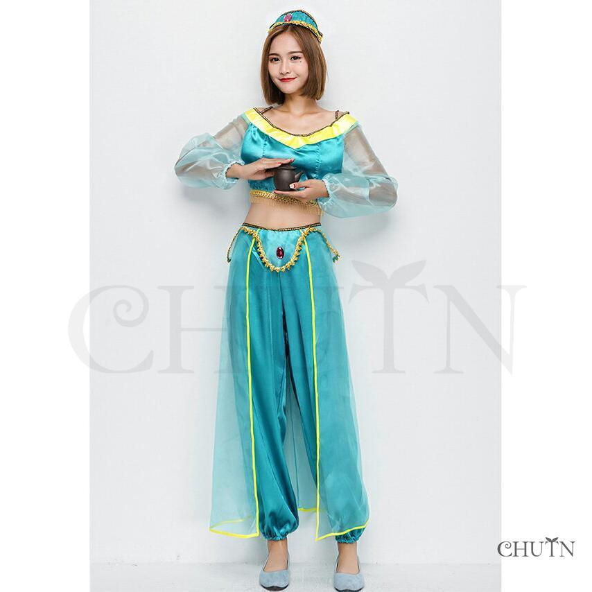 ハロウィン衣装 コスプレ アラジン 魔法のランプ 親子仮装 コスチューム アラビアン ベリーダンス アラブ 中東 大人用 キッズ用 女性/子供 プリンセス - 画像 (2)