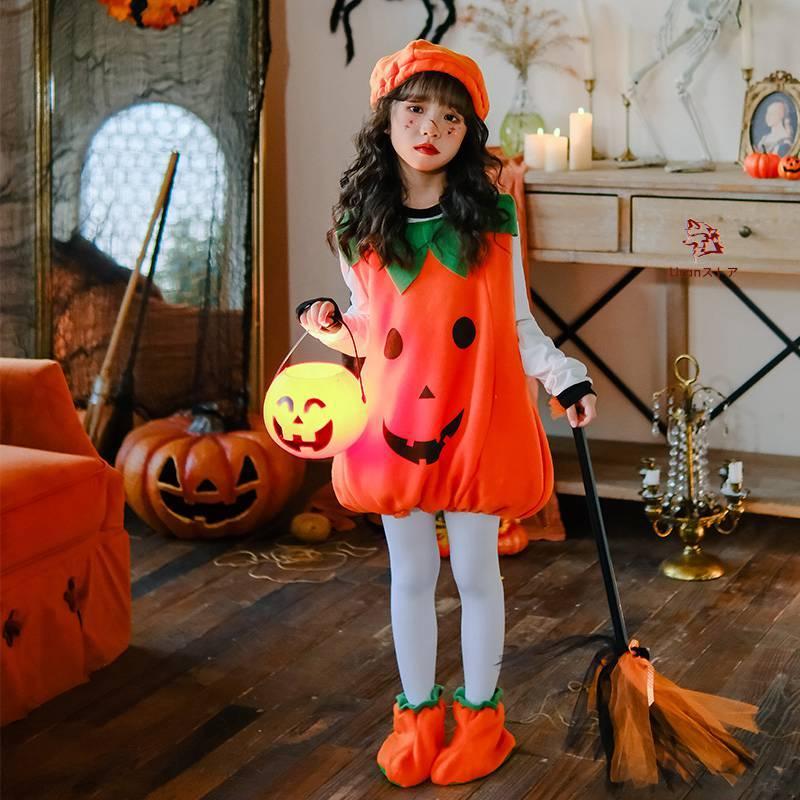 【3点セット】ハロウィン 衣装 仮装 カボチャ 子供 女の子 コスプレ ワンピース かぼちゃ キッズ コスチューム ハロウィーン Halloween 変装 アニメグッズ 精 - 画像 (3)
