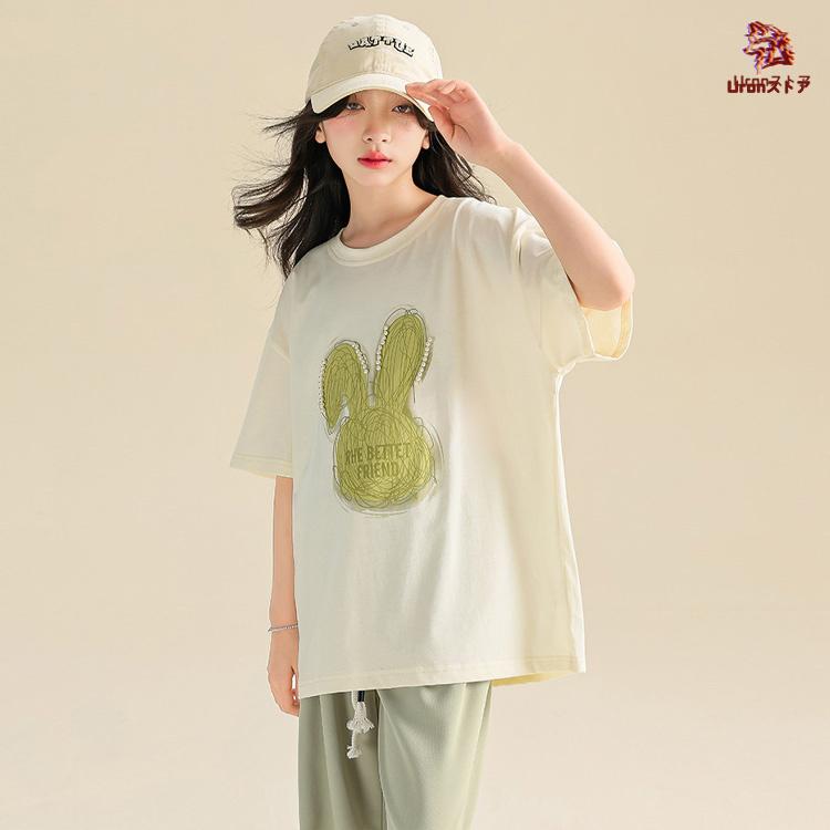 2024 キッズ セットアップ 女の子 カジュアルパンツセット おしゃれ かわいい カジュアルTシャツ カジュアルパンツ 半袖 140cm 150cm 160cm 170cm 180cm お出か - 画像 (2)