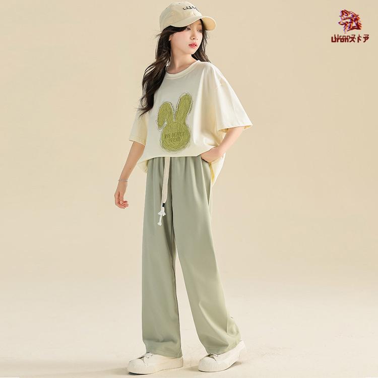 2024 キッズ セットアップ 女の子 カジュアルパンツセット おしゃれ かわいい カジュアルTシャツ カジュアルパンツ 半袖 140cm 150cm 160cm 170cm 180cm お出か - 画像 (4)